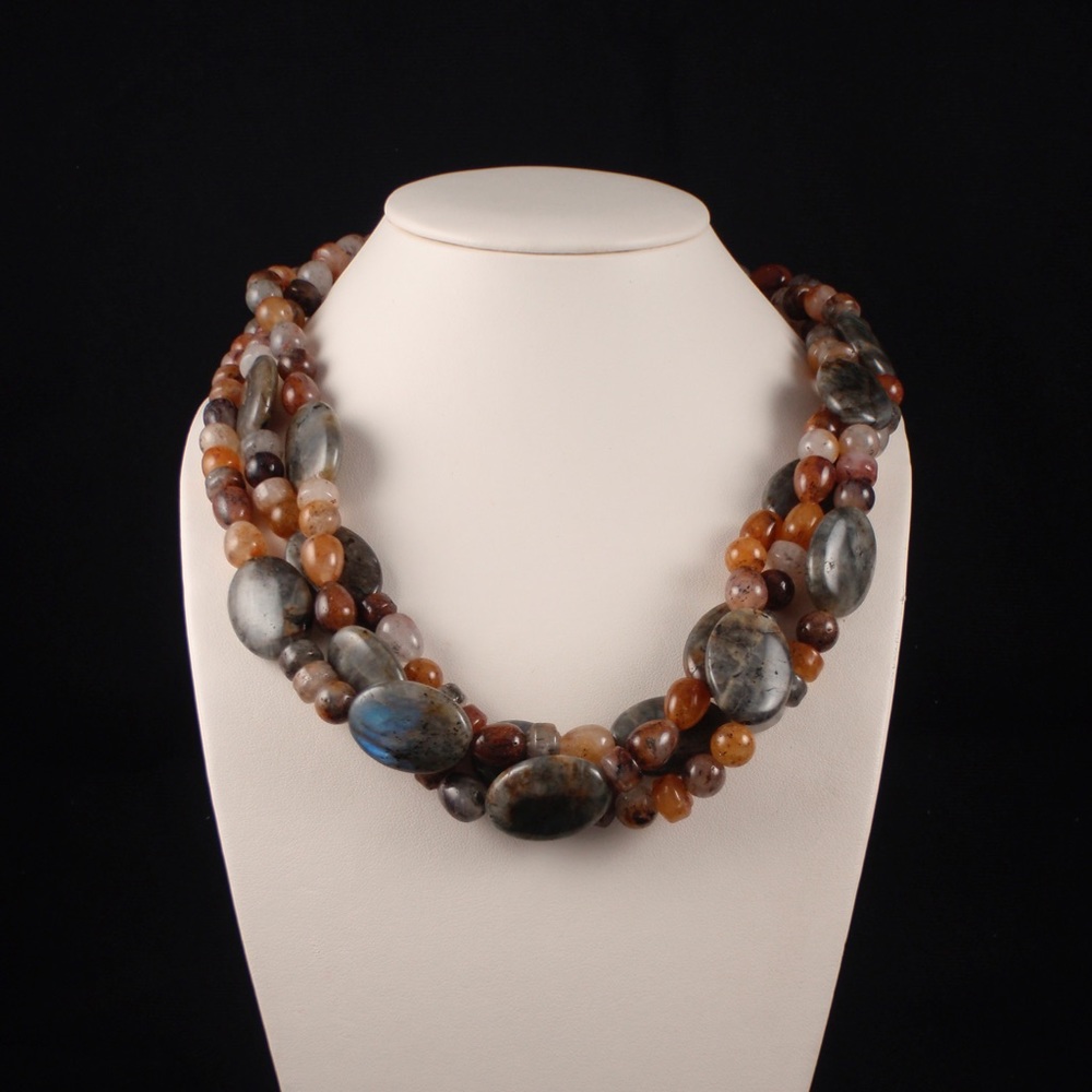 3-Strand Labradorite and Jasper 23” choker